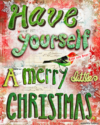 Merry Little Christmas Art Print - Love And Hope Bird