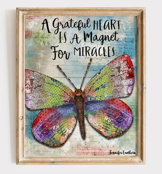 Grateful Heart Butterfly Art Print