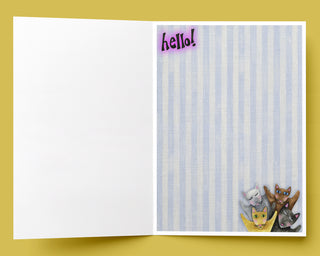 A Kitty Hello Greeting Card - Cat Art