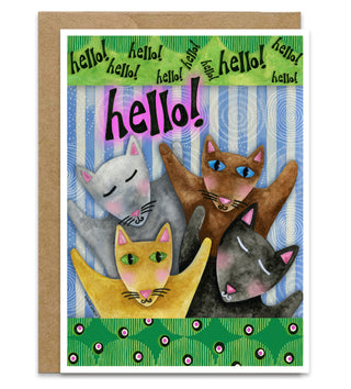 A Kitty Hello Greeting Card - Cat Art