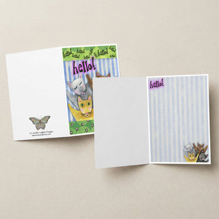 A Kitty Hello Greeting Card - Cat Art