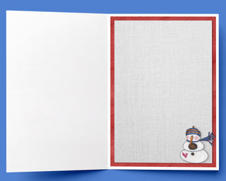 Amelia Snowman Love Greeting Card - Moon & Stars Winter Art