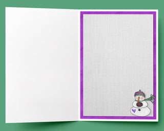 Amelia Winter Friends Greeting Card - Snowman Stars Nature Art