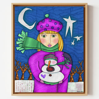 Amelia Winter Friends Art Print - Snowman Stars & Nature Christmas