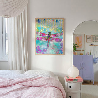Argyle Glow Dragonfly Art Print