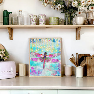 Argyle Glow Dragonfly Art Print