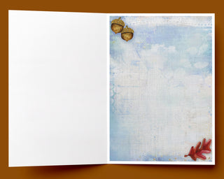Autumn Acorns & Fall Leaves Greeting Card - Art Nature Notecard