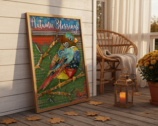 Autumn Blessings Bird Art Print - Coffee & Tea Stars