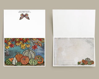 Autumn Feelings Greeting Card - Nature Fall Leaves And Pumpkins