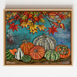Autumn Feelings Art Print - Watercolor Pumpkin Gourds & Fall Leaves