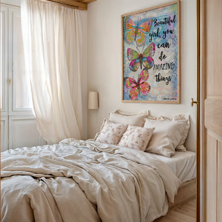 Beautiful Girl Butterfly Trio Art Print