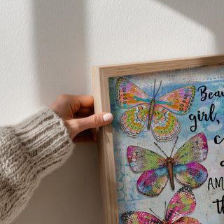Beautiful Girl Butterfly Trio Art Print