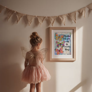 Beautiful Girl Butterfly Trio Art Print