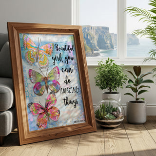 Beautiful Girl Butterfly Trio Art Print