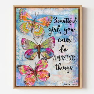 Beautiful Girl Butterfly Trio Art Print