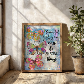 Beautiful Girl Butterfly Trio Art Print