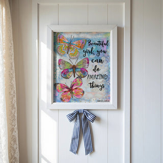 Beautiful Girl Butterfly Trio Art Print