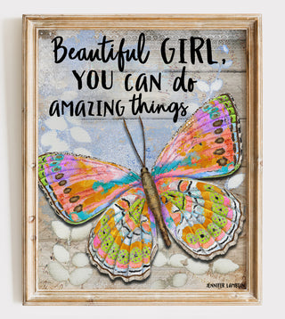 Beautiful Girl Butterfly Art Print