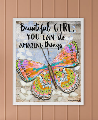 Beautiful Girl Butterfly Art Print