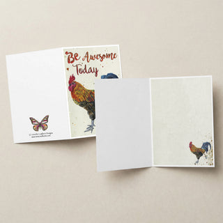 Be Awesome Rooster Greeting Card - Inspirational Quote Art