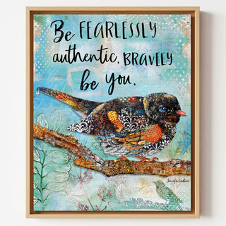 Bravely Be You Bird Art Print  - Inspirational Quote - Wildflowers Nature