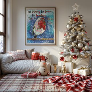 Be Brave Christmas Bird Art Print