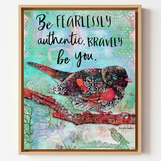 Bravely Be You Bird Art Print  - Mint Edition - Inspirational Quote
