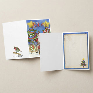 Believe Santa Greeting Card - Christmas Sheep, Stars & Birds