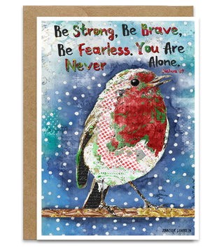 Be Brave Christmas Bird Greeting Card - Watercolor Winter Nature Art