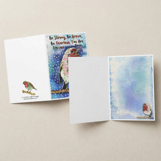 Be Brave Christmas Bird Greeting Card - Watercolor Winter Nature Art