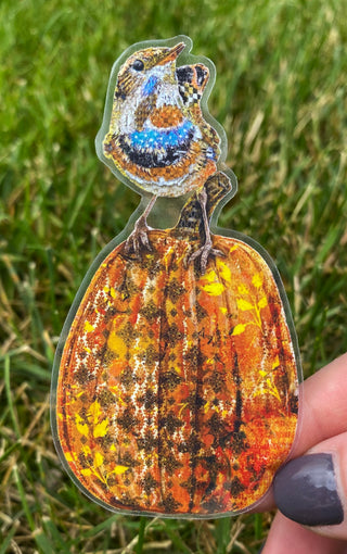 Bird And Pumpkin Autumn Vibes Sticker