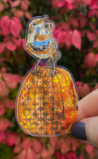 Bird And Pumpkin Autumn Vibes Sticker