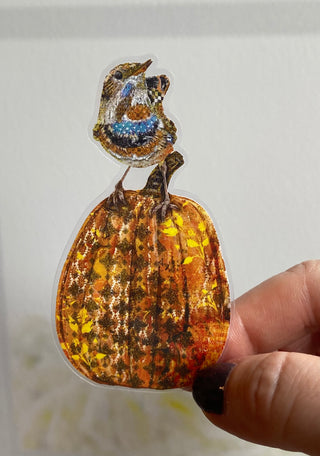 Bird And Pumpkin Autumn Vibes Sticker