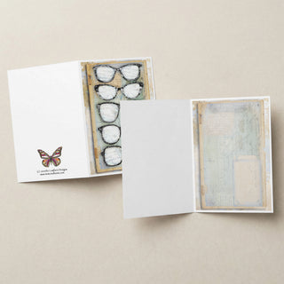 Black & White Glasses Greeting Card - Retro Modern Fashion Eye Art