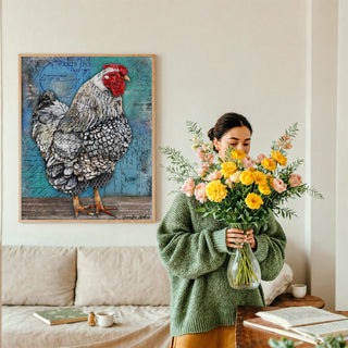 Artiste Hen Art Print  - Blue Edition