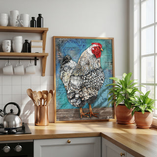 Artiste Hen Art Print  - Blue Edition