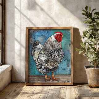 Artiste Hen Art Print  - Blue Edition