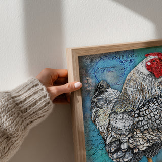 Artiste Hen Art Print  - Blue Edition