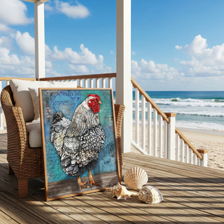 Artiste Hen Art Print  - Blue Edition