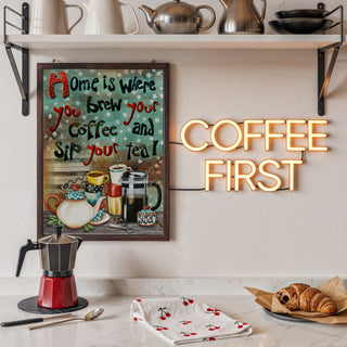 Brew Home Art Print - Coffee & Tea Quote Decor