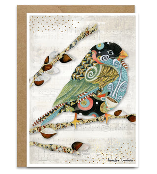 Cafe Swirly Bird Greeting Card - Blank Art Notecard