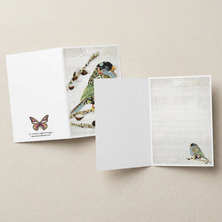 Cafe Swirly Bird Greeting Card - Blank Art Notecard