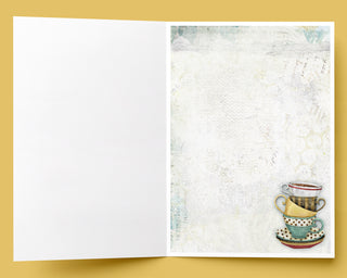 Cafe Trio Greeting Card - Retro Coffee & Tea Cups Art