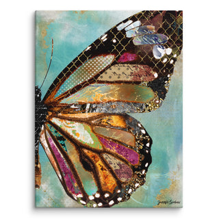 A canvas art print with a whimsical boho butterfly wing. Artwork by Jennifer Lambein. 