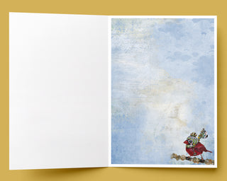 Cardinal Blaze Greeting Card - Whimsical Woodland Winter Watercolor Bird Art