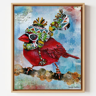 Cardinal Blaze Art Print - Winter Woodland Watercolor Nature Scene
