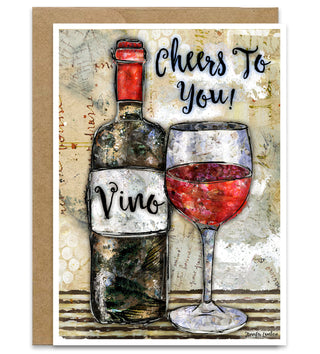 Cheers To You Greeting Card - Congratulations Red Wine Art