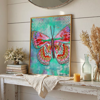 Cherry Mint Butterfly Art Print - Bright & Happy Home