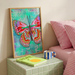 Cherry Mint Butterfly Art Print - Bright & Happy Home