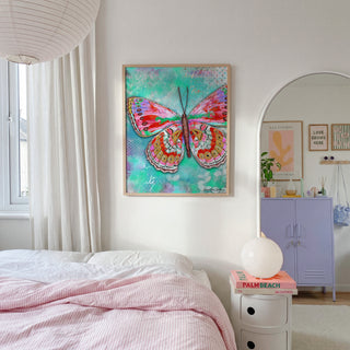 Cherry Mint Butterfly Art Print - Bright & Happy Home